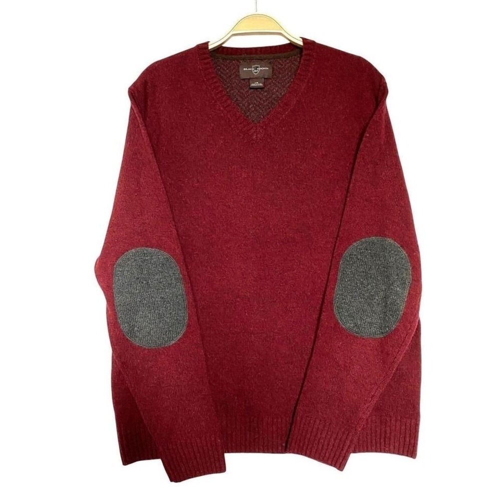 Vintage Wool‎ Blend Elbow Patch Sweater Mens L Red Preppy Grandpacore Ivy League